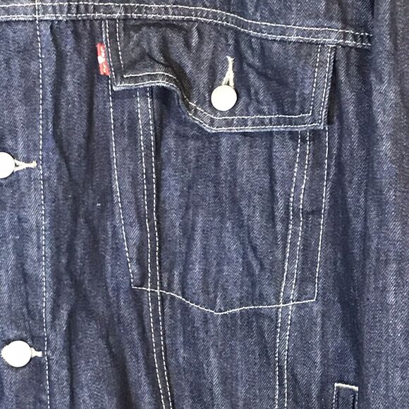 Levi Strauss Denim Jacket Mens 4XL Medium Wash Blue Classic Trucker Coat - Picture 6 of 13